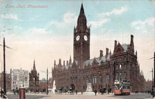 BR81272 Town Hall Manchester Double Decker Tramway Tram UK