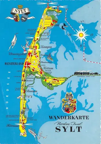 BG9838 NORDSEE INSEL KARTE CARTES GEOGRAPHIQEUS INSEL SYLT GERMANY