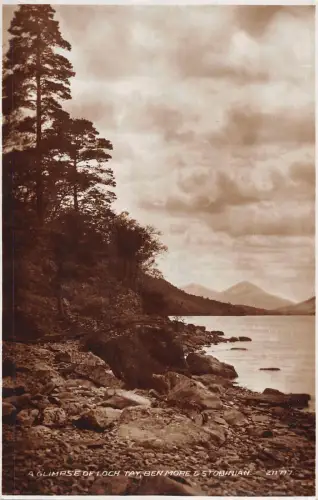 uk17093 glimpse of loch tay ben more and stobinian scotland real photo uk