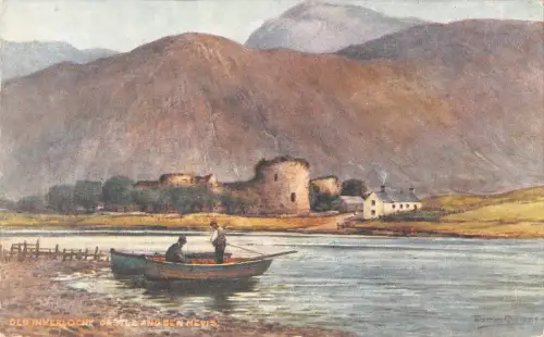 BR93654 alte inverlocky Burg und Ben Nevis Postkarte Schottland Gemälde
