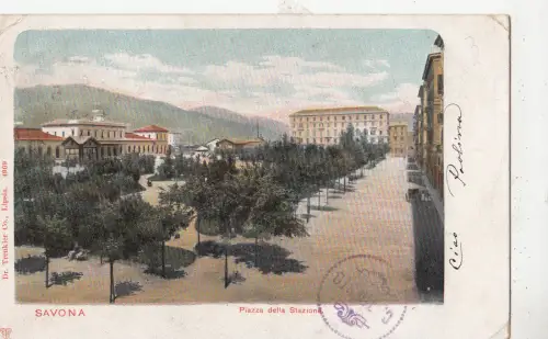 B82695 savona piazza della stazione italy front/back scan
