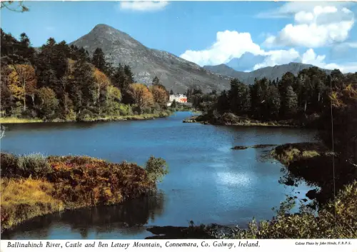 uk51833 ballinahinch river castle and ben lettery mountain connemara ireland
