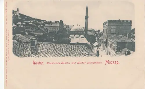 B79143 mostar kradzibeg moschee und militar amtage bosnia scan front/back image