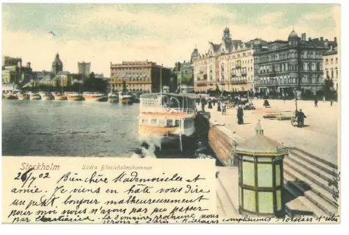 B82380 Schweden Stockholm Blasieholmshamnen Schiff Boot 1900 Vorder-/Rückbild