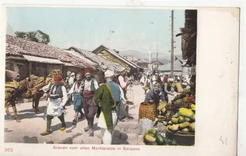 B80778 marktplatte in sarajevo szenentypen bosnien front/back image