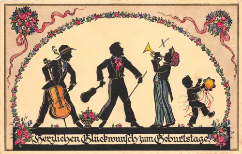 BG8909 Musikkapelle Blume Geburtstagsgrüße Germany