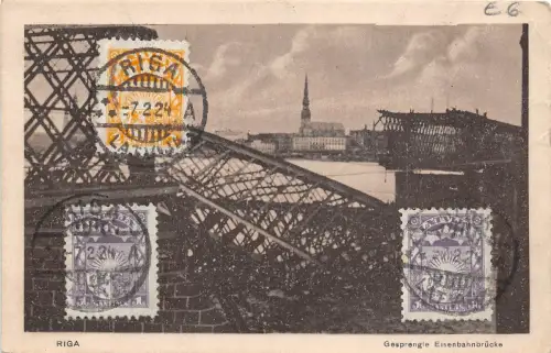 BC60769 Latvia Riga Gesprengie Eisenbahnbrücke