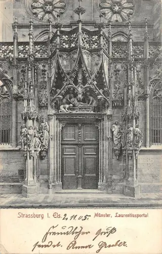 B107894 Frankreich Strassburg i. Els Münster Laurentiusportal Echtfoto UK