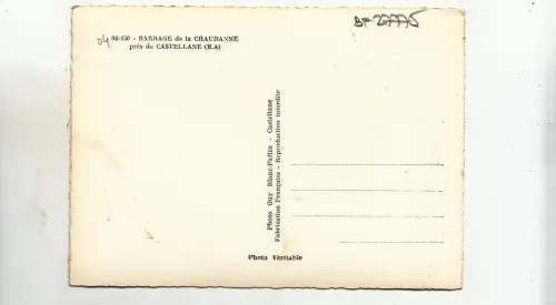 BF27775 barrage de la chaudanne pres de castellane france front/back image