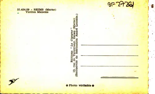 BF27261 reims marne vieilles maison france front/back image