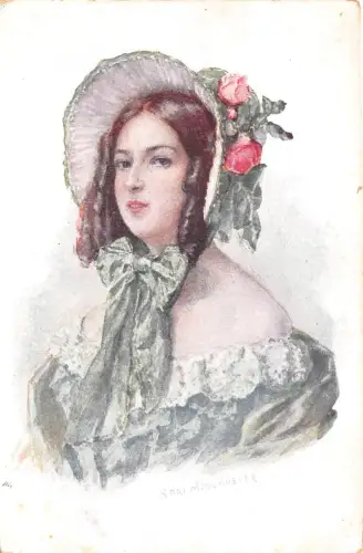 B2371 Illustration Karl Maria Schuster Schön l Künstler signiert Vorder-/Rückscan