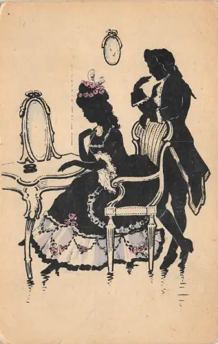 B2155 Illustration Couple signed artist signed front/back scan