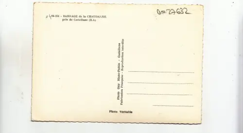 BF27632 barrage de la chaudanne pres de castellane france front/back image