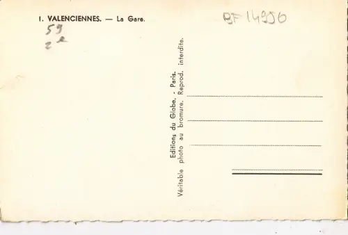 BF14950 valenciennes la gare france front/back image