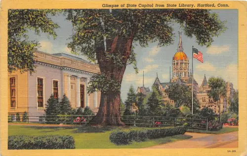 US6492 blimpse of state capitol from state library hartford conn usa