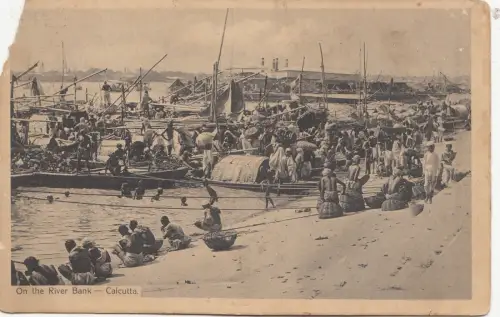 B80383 am Flussufer Calcutta Indien Vorder-/Rückseite Bild