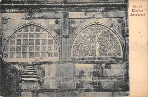 B96019 geschnitzte Fenster Ahmedabad Postkarte Indien