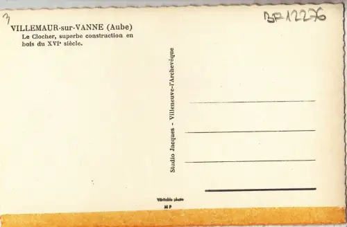 BF12276 villemaur sur vanne aube le clocher superbe cons france front/back image