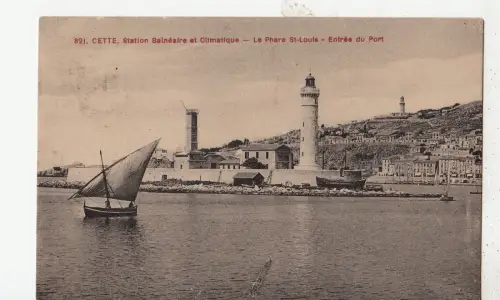 BF16199 cette ship lighthouse le pahre france front/back image