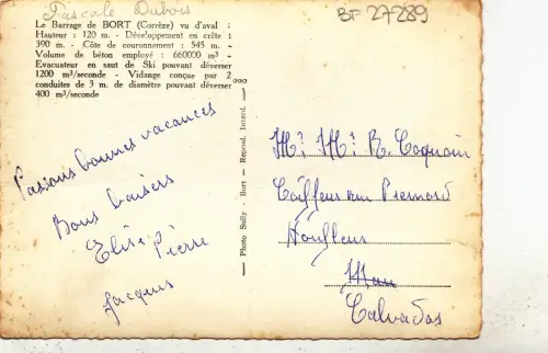 BF27289 le barrage de bort correze france front/back image