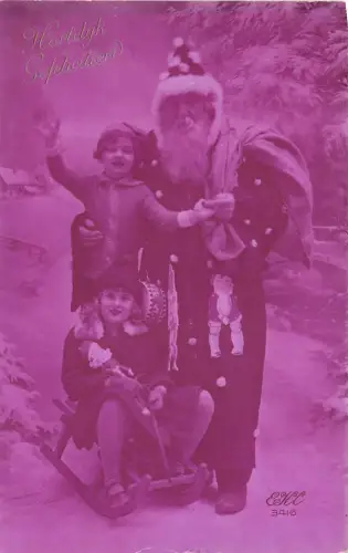 B84676 Weihnachtsmann mit Kindern Frankreich Weihnachtsmann Papa Noel