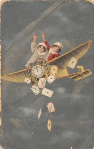 Lot272 Kinder im Flugzeug werfen Buchstaben Neujahr Ungarn Fantasie