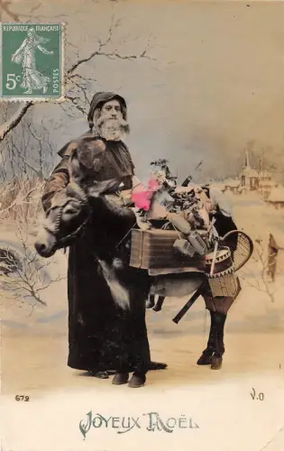 B84689 Weihnachtsmann mit Esel Frankreich Weihnachtsmann Papa Noel
