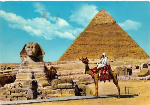 BF345 Ägypten Afrika Große Sphinx von Ghiza und Kefren Pyramide