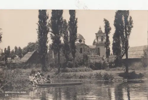 B78749 xochimilco boats mexico scan front/back image