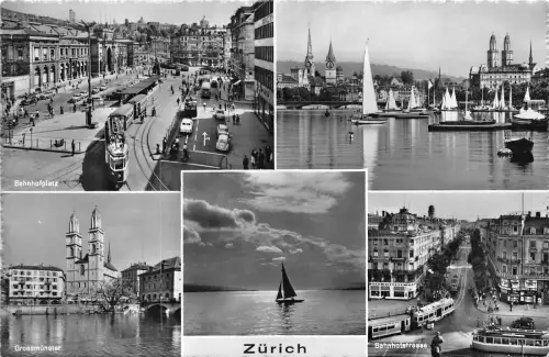 B47973 Zürich Tramway Autobus Boote Bateaux Multiviews Schweiz