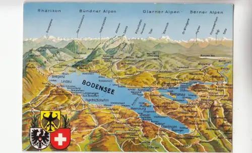 BF24009 Bodensee Karte Cartes Geographiques Schweiz Vorder-/Rückbild