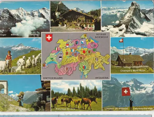 BF26124 Schweiz Typen Karte Cartes Geographiques Vorder-/Rückbild
