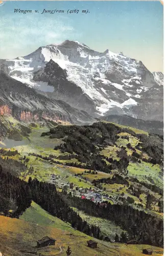 B2655 Schweiz Wallis Wengen u Jungfrau PPC Front/Back Scan