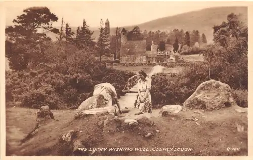 uk52315 lucky wish well glendalough ireland real photo