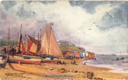 br109360 southwold beach uk artist signed