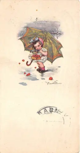 B2164 Illustration Liliput signiert Castelli 1923 Künstler signiert Front/Back Scan