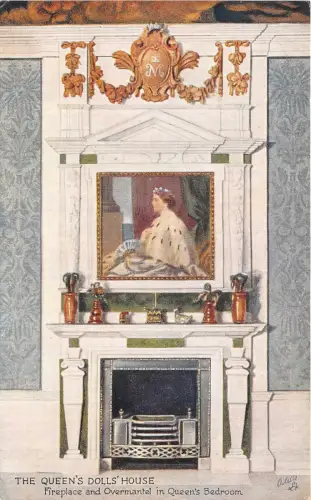uk41157 queens puppenhaus feuerpalast königin schlafzimmer künstler signiert raphael tuck