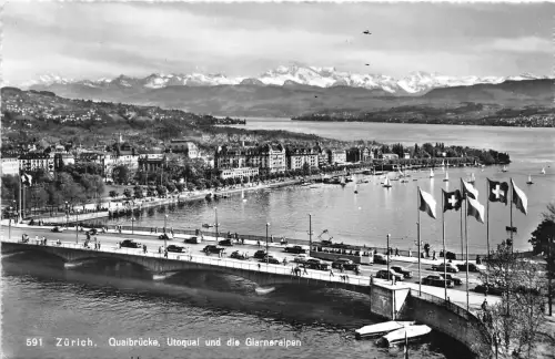 BG30198 zurich quaibricke utoqual und die giarneralpen switzerland CPSM 14x9cm