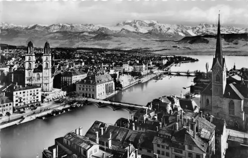 BG8087 zurich die alpen mit grossmunster fraumünster switzerland CPSM 14x9cm