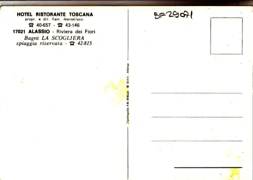 BF29071 hotel ristorante toscana alassio italy front/back image