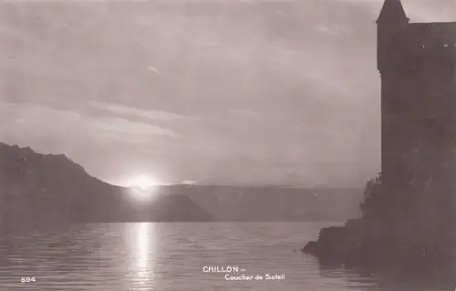 BF16963 chillon coucher de soleil switzerland front/back image