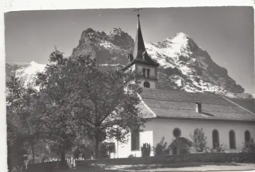 BF32808 Grindelwald Kirche mit Hornli Bern Schweiz Vorder-/Rückbild