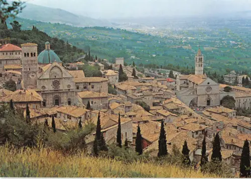 B110288 Italien Assisi Stadtblick mit St. Rufinus und St. Klara Panorama