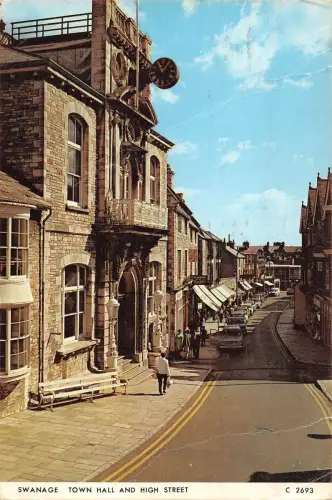 BR92533 Swanage Town Hall and High Street Car Voiture UK