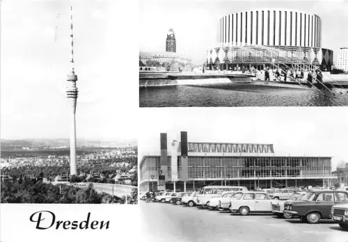 BG15641 dresden fernsehturm car voiture germany CPSM 14,5x9cm