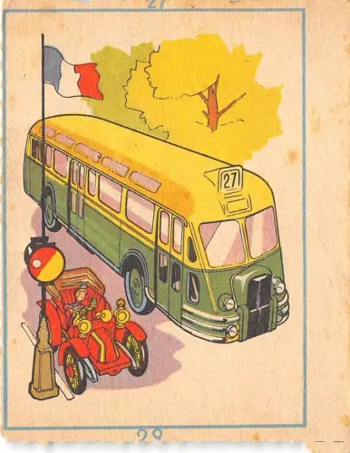 BF39702 7,5x6 cm Bus Frankreich Auto Möbel Oldtimer