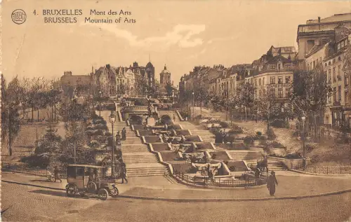 B106265 Belgien Bruxelles Mont des Arts, Promenade Oldtimer Echtfoto UK
