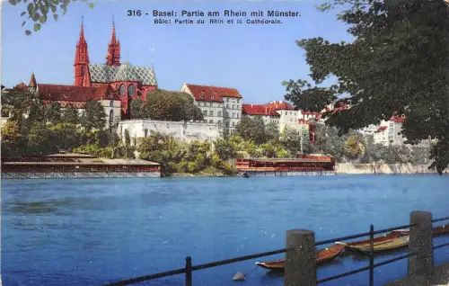 B94704 basel partie am rhein mit münster schweiz