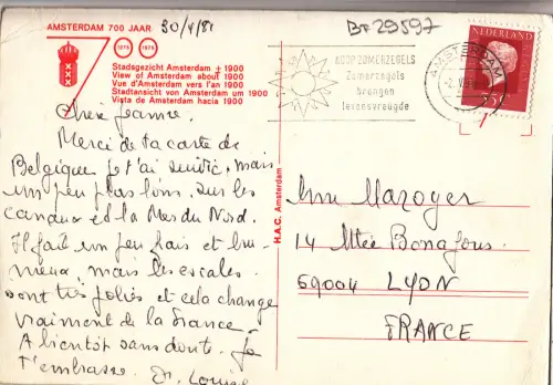 BF29597 amsterdam westerkark tramway netherland front/back image