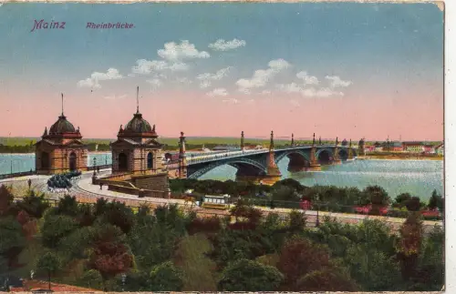 BF17208 Mainz Rheinbrücke Straßenbahn Pferd Deutschland Vorder-/Rückbild